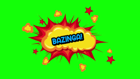 Cartoon-Bazinga-Comic-Blase,-Sprachschleife,-Animationsvideo,-Transparenter-Hintergrund-Mit-Alphakanal.